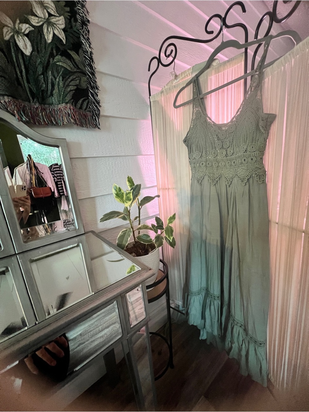Spell Sage Green Crochet Bodice Maxi Dress